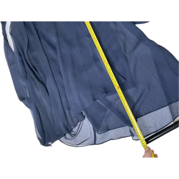 DKNY Faux Wrap Asymmetrical Short Sleeve V Neck Midi Dress 4 S Navy Blue NWT - Picture 9 of 9